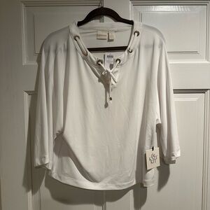 Chico's White / Ivory Tie Up Blouse